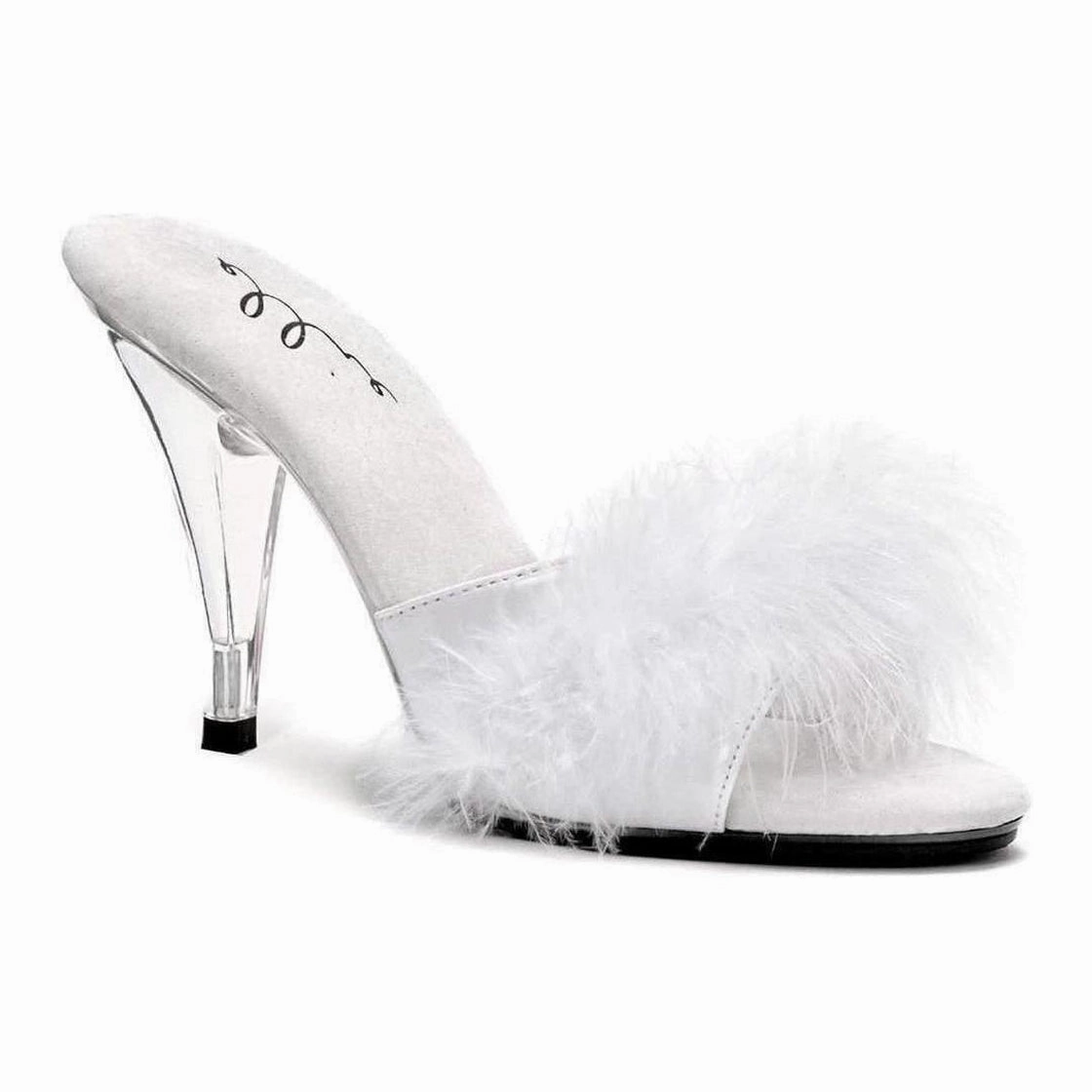 405-SASHA Marabou  | White Genuine Satin
