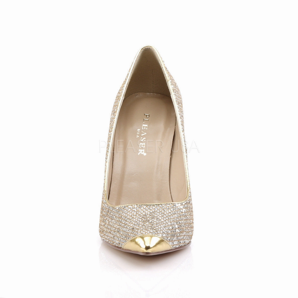 4 Inch Heel CLASSIQUE-20 Gold Glittery Lame Fabric