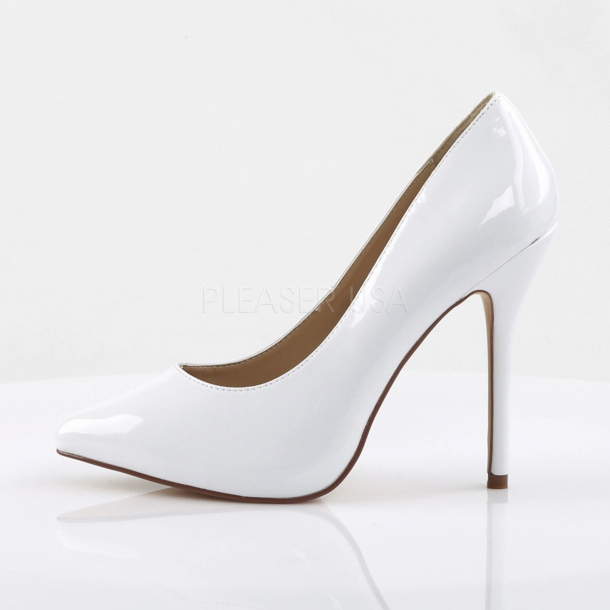 5 Inch Heel AMUSE-20 White Patent