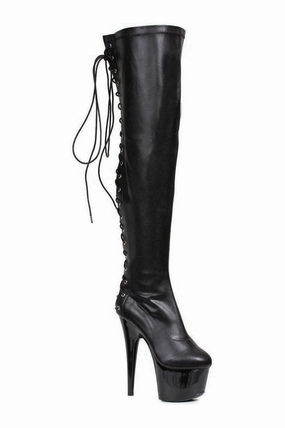609-FARE Thigh Boot  | Black Patent