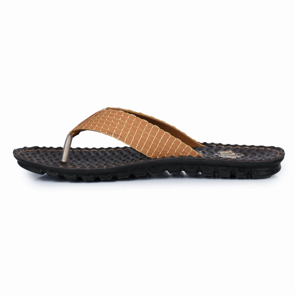 A-HA Tan Casual Slippers For Men 2137-11 By Liberty