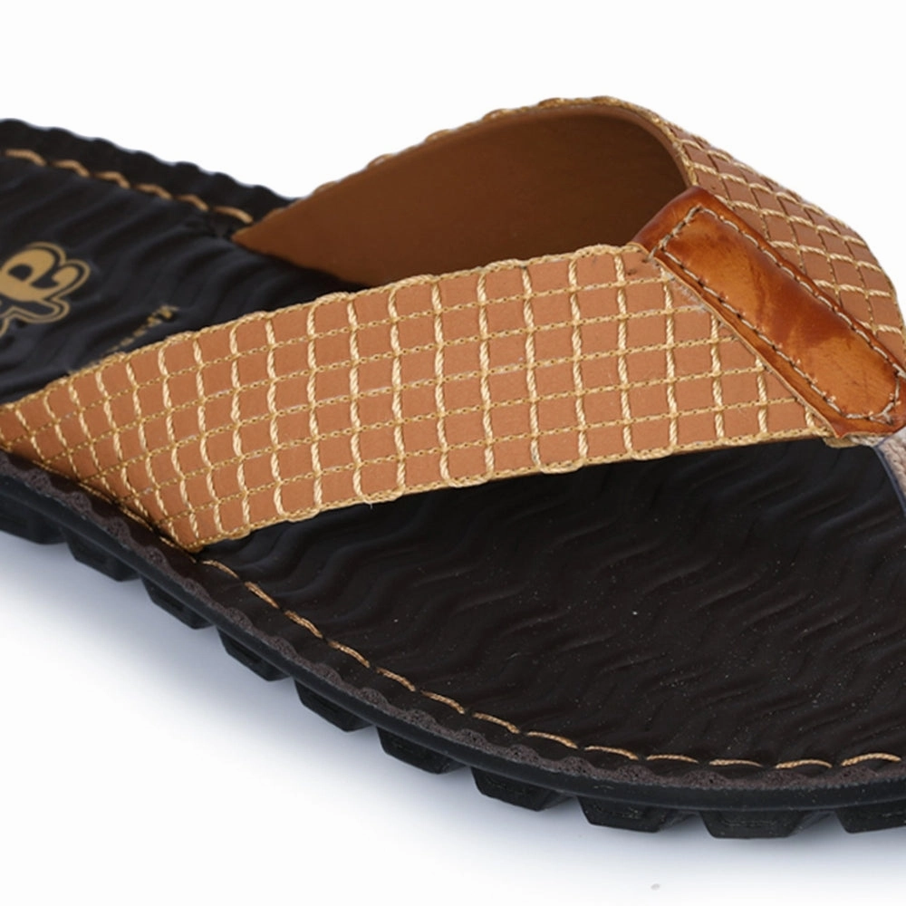 A-HA Tan Casual Slippers For Men 2137-11 By Liberty