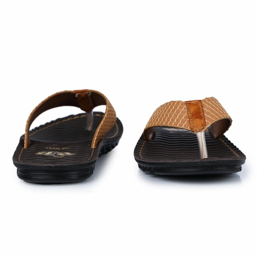 A-HA Tan Casual Slippers For Men 2137-11 By Liberty