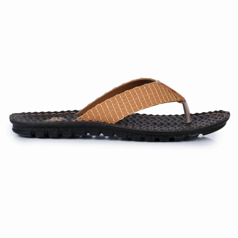 A-HA Tan Casual Slippers For Men 2137-11 By Liberty