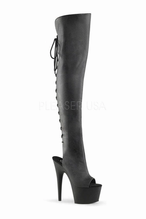 ADORE-3019 Platform Boot  | Black Faux Leather