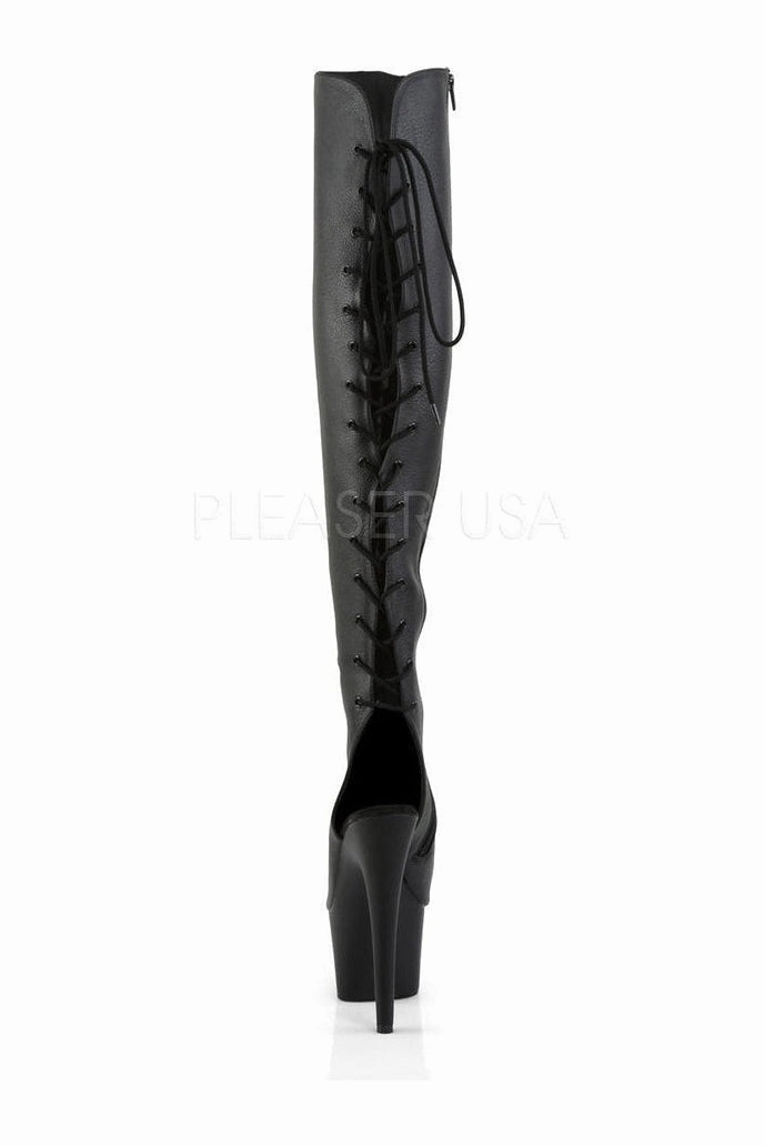 ADORE-3019 Platform Boot  | Black Faux Leather