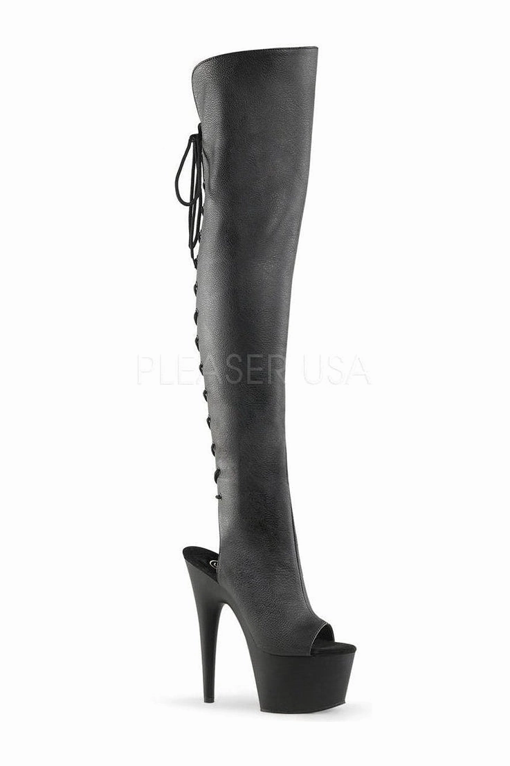 ADORE-3019 Platform Boot  | Black Faux Leather