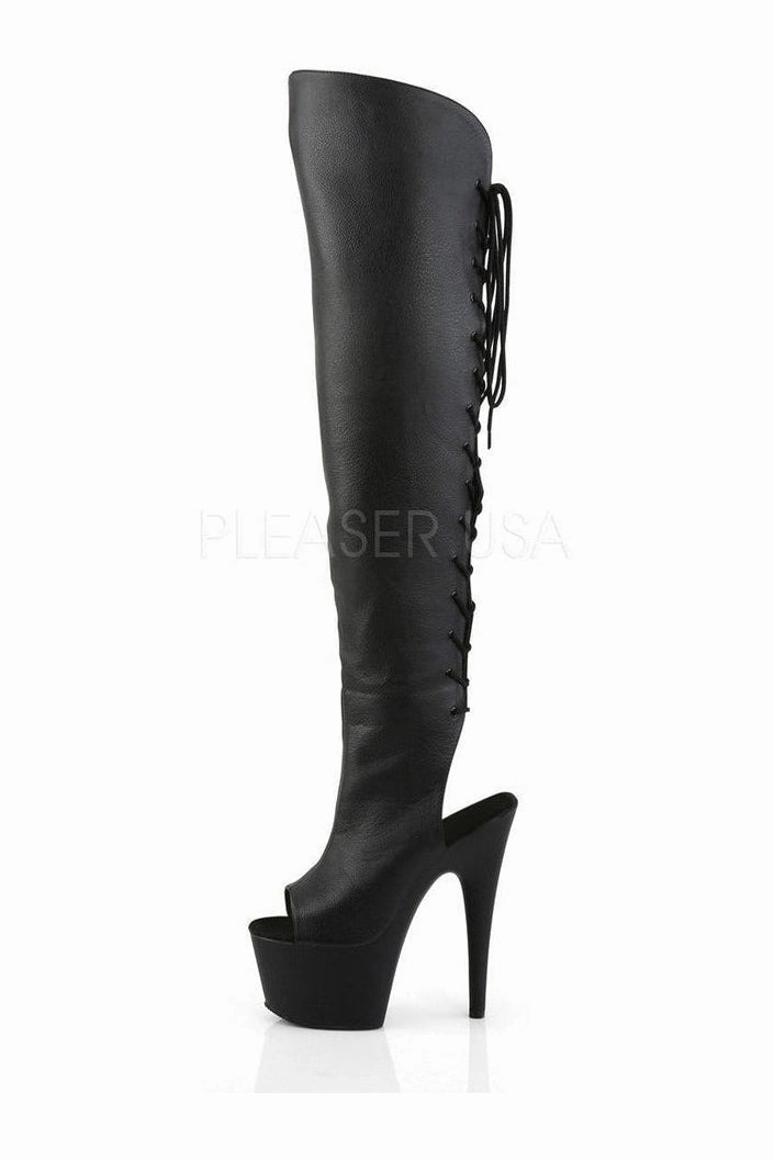 ADORE-3019 Platform Boot  | Black Faux Leather
