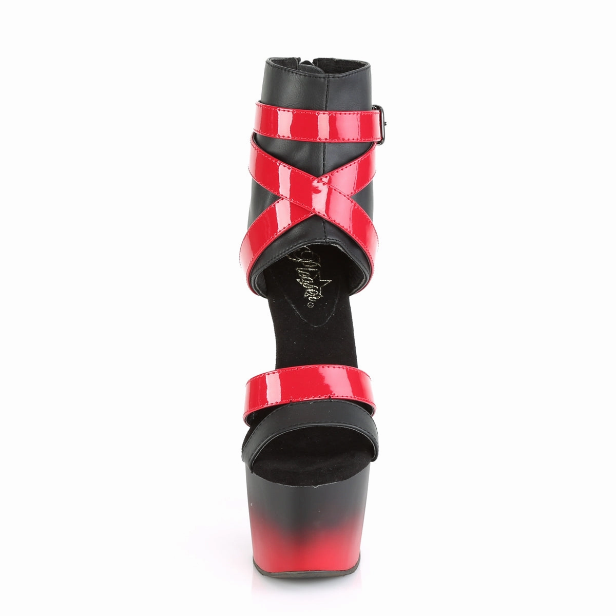 ADORE-700-15  Black Faux Leather-Red Patent/Black-Red Matte