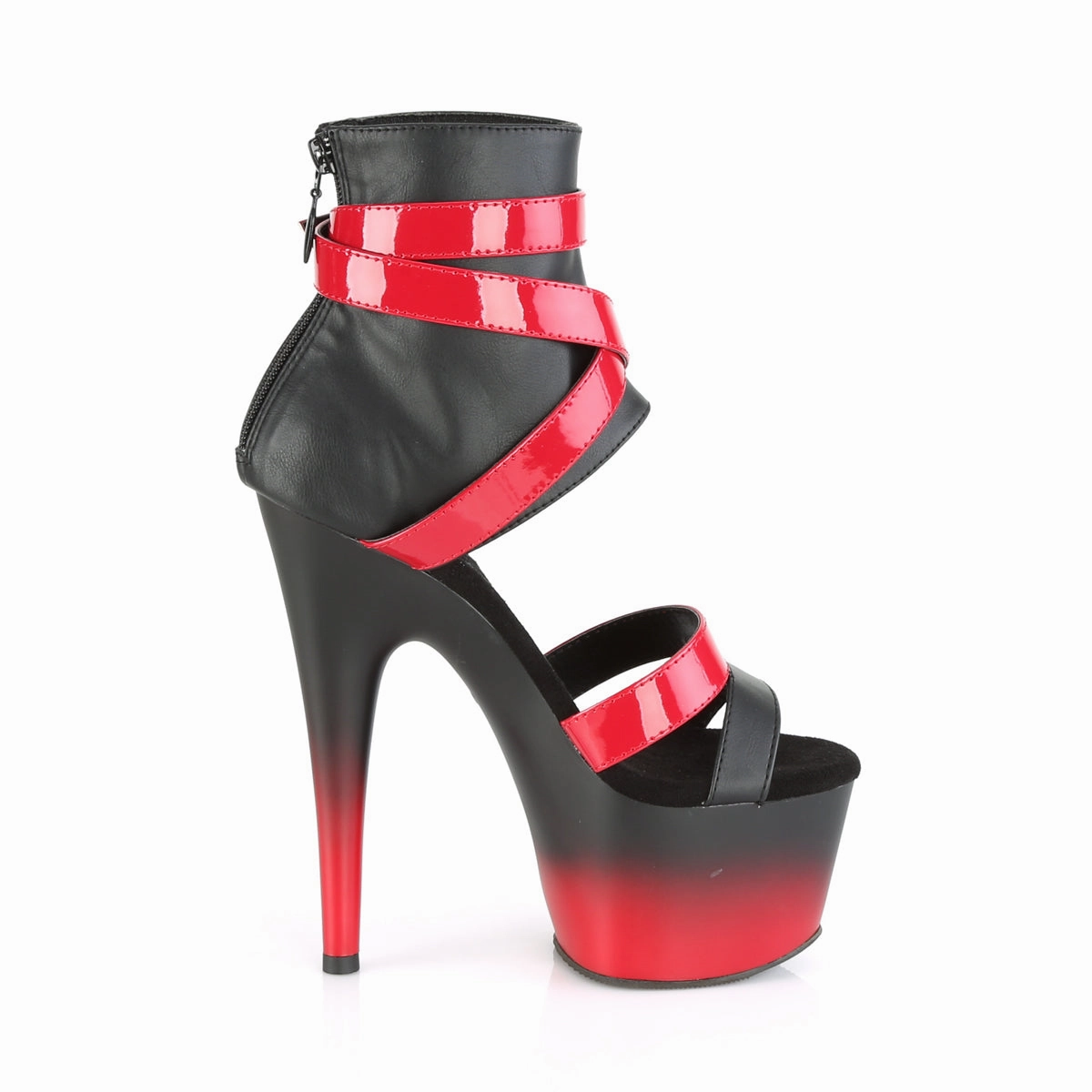 ADORE-700-15  Black Faux Leather-Red Patent/Black-Red Matte