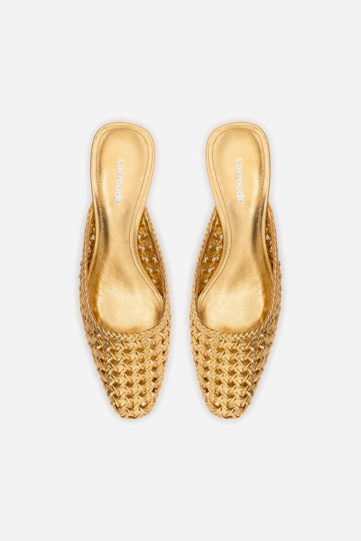 Amal Macrame Mule In Gold Metallic Leather