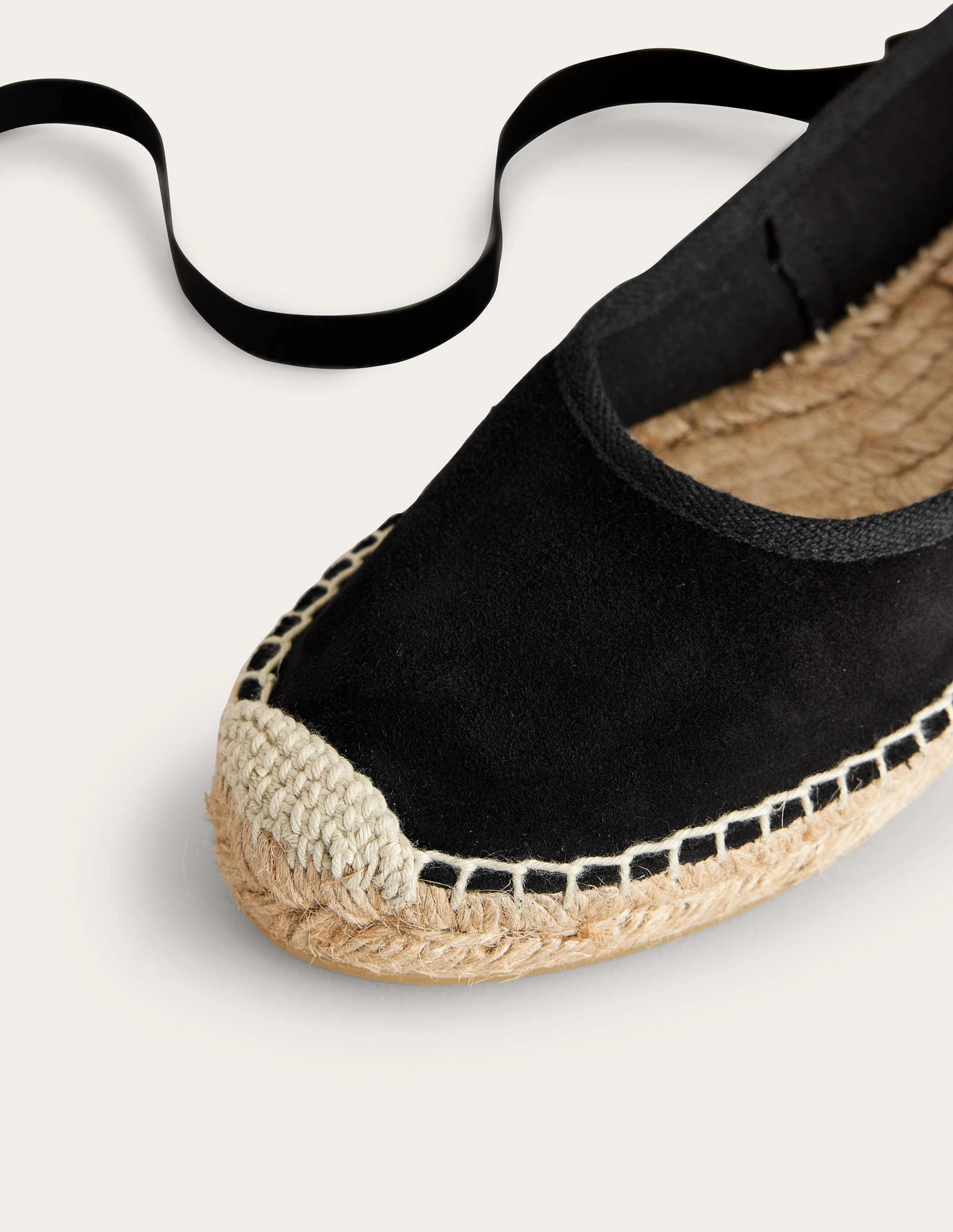 Ankle Tie Espadrilles-Black Suede
