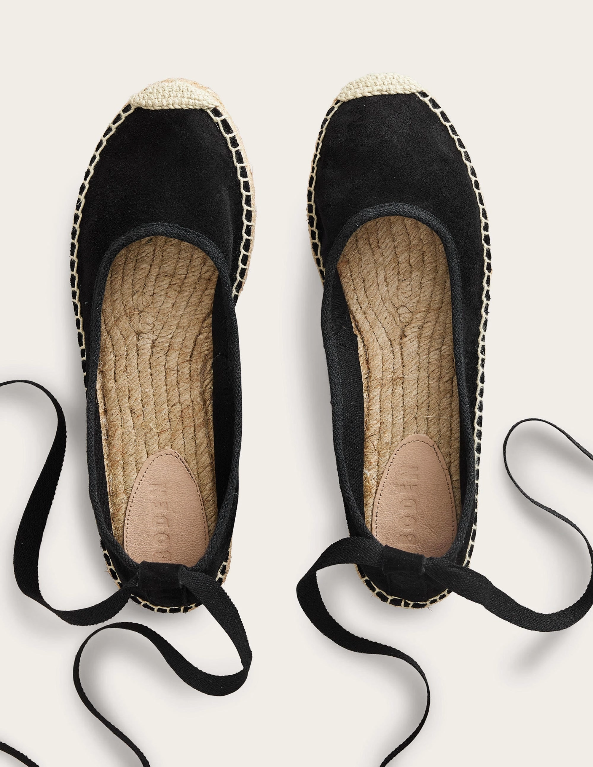 Ankle Tie Espadrilles-Black Suede