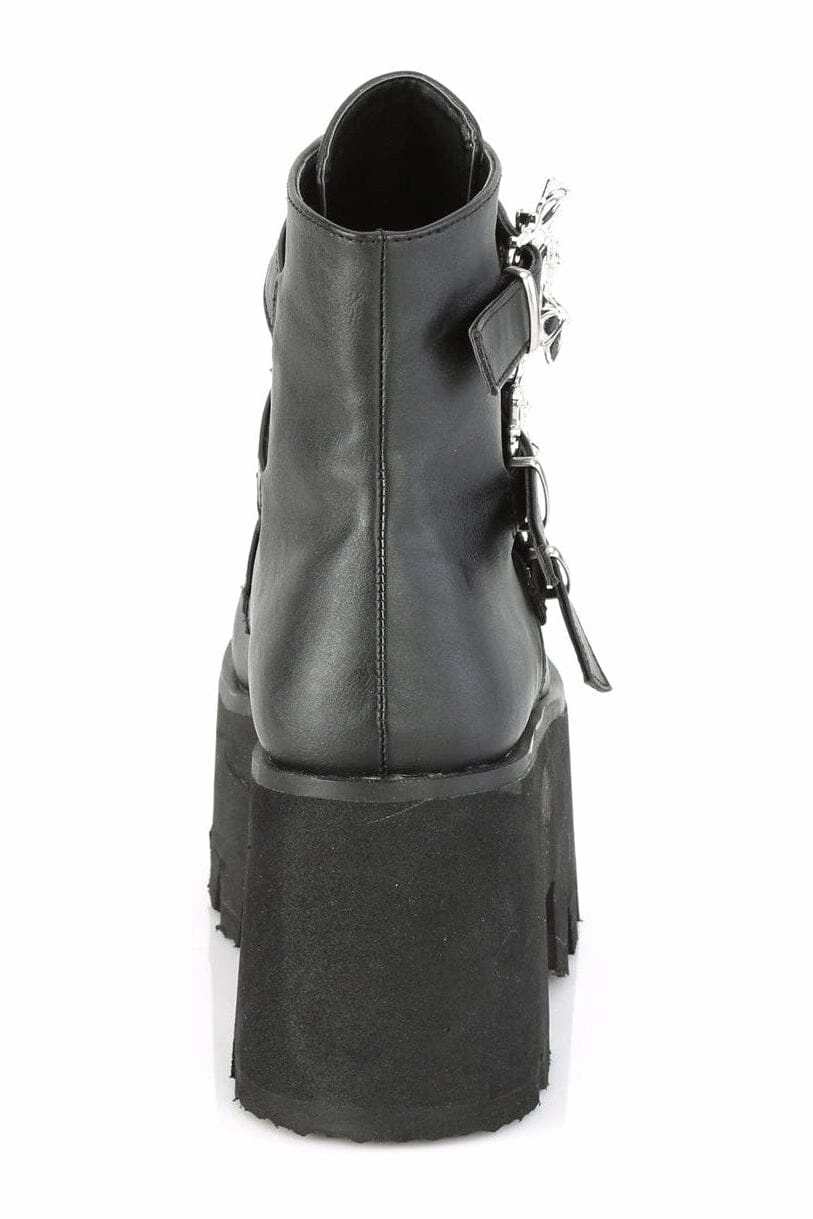ASHES-55 Black Vegan Leather Ankle Boot