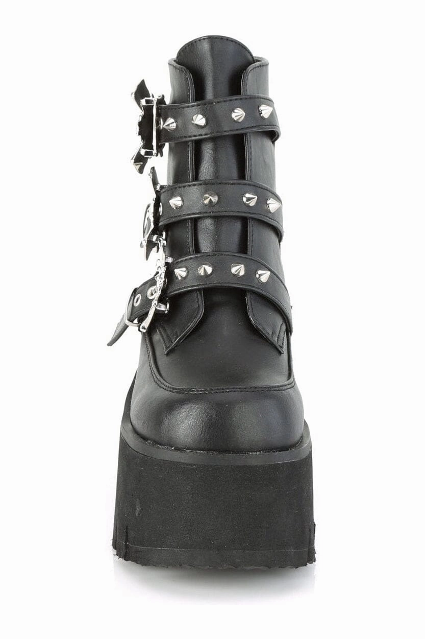 ASHES-55 Black Vegan Leather Ankle Boot