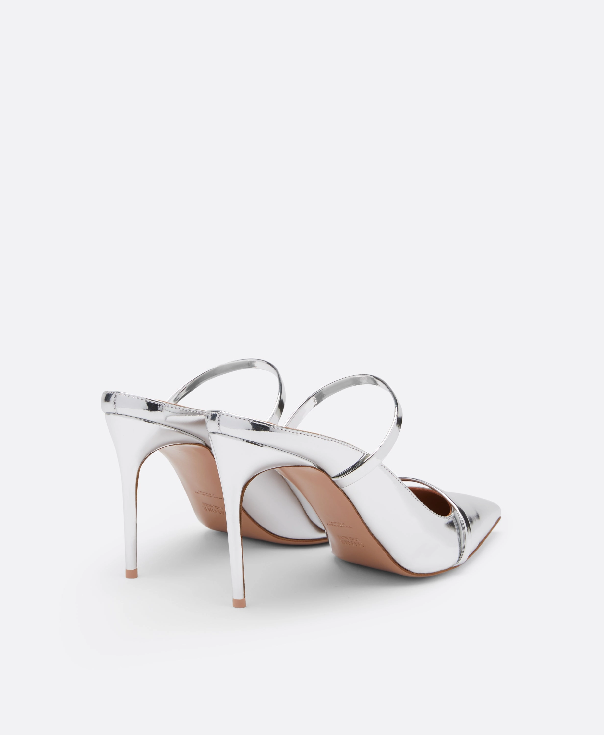 Aurora 90 Silver  Leather Heeled Mules