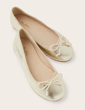 Ballet Flats-Gold Sparkle Leather