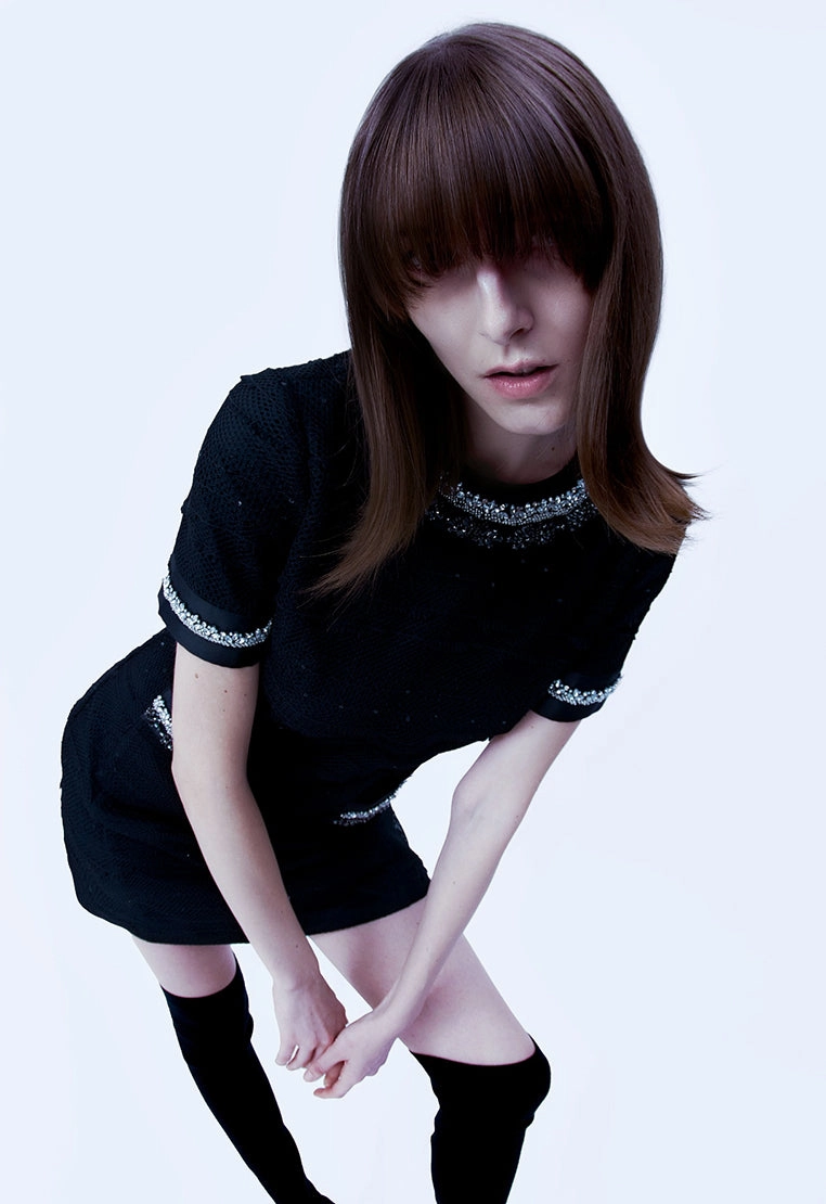 Black Rhinestone Embellished Thigh-length Dress