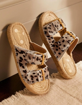 Buckle Espadrille Sandals-Neutral Leopard