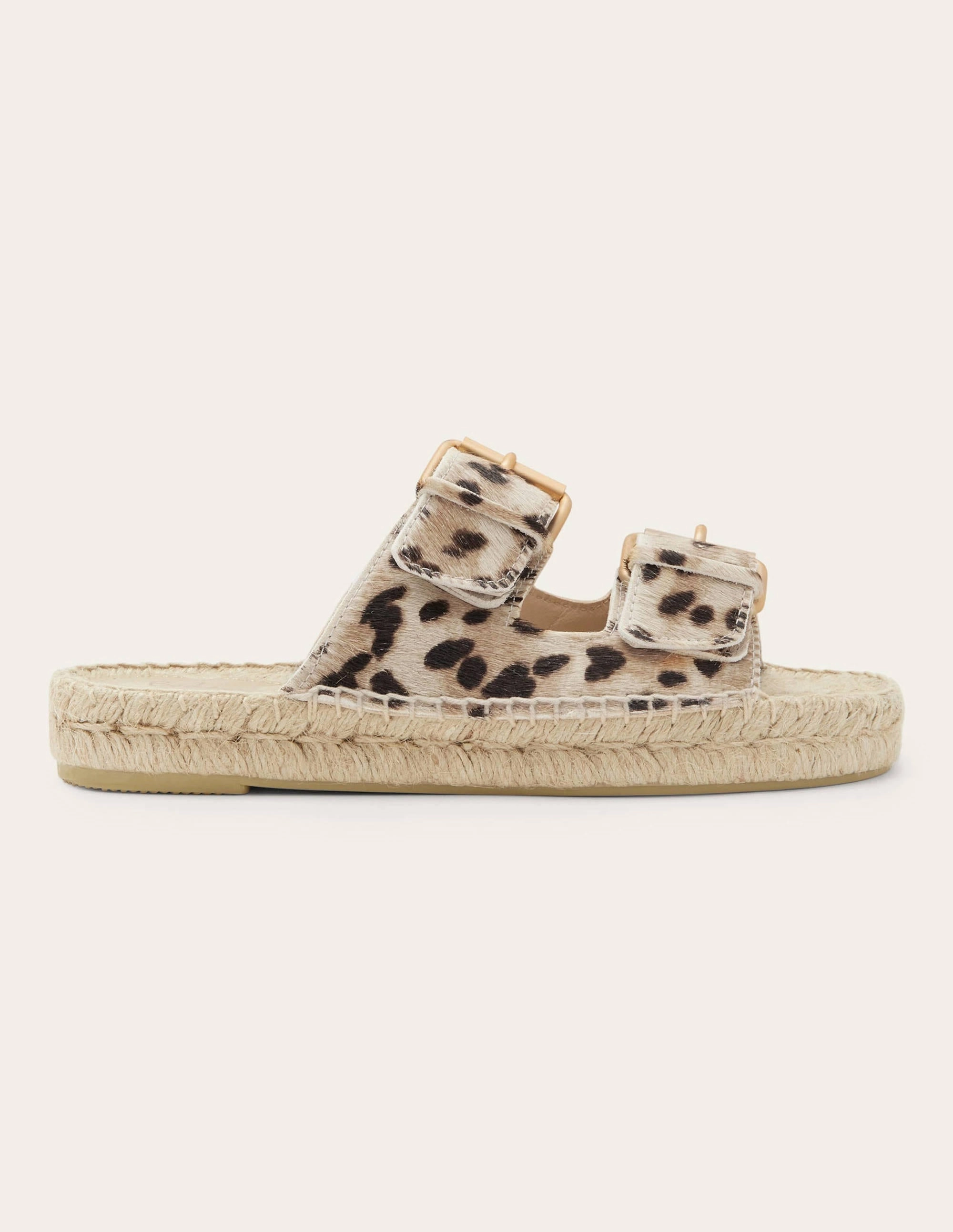 Buckle Espadrille Sandals-Neutral Leopard