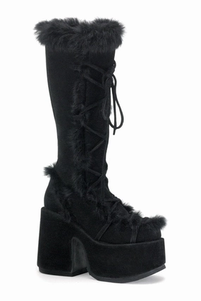 CAMEL-311 Black Vegan Leather Knee Boot