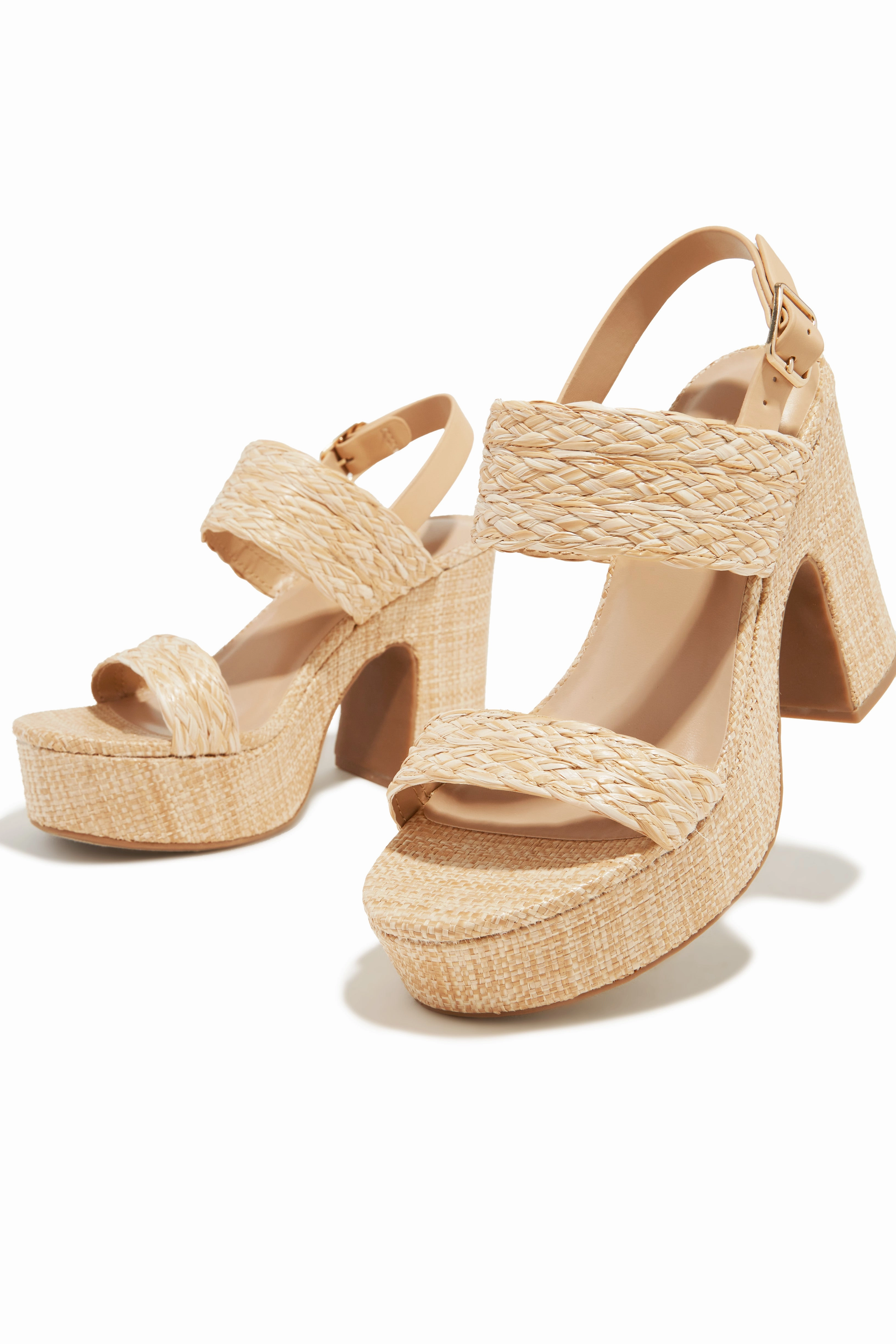 Chelsea Platform Block Heels - Natural