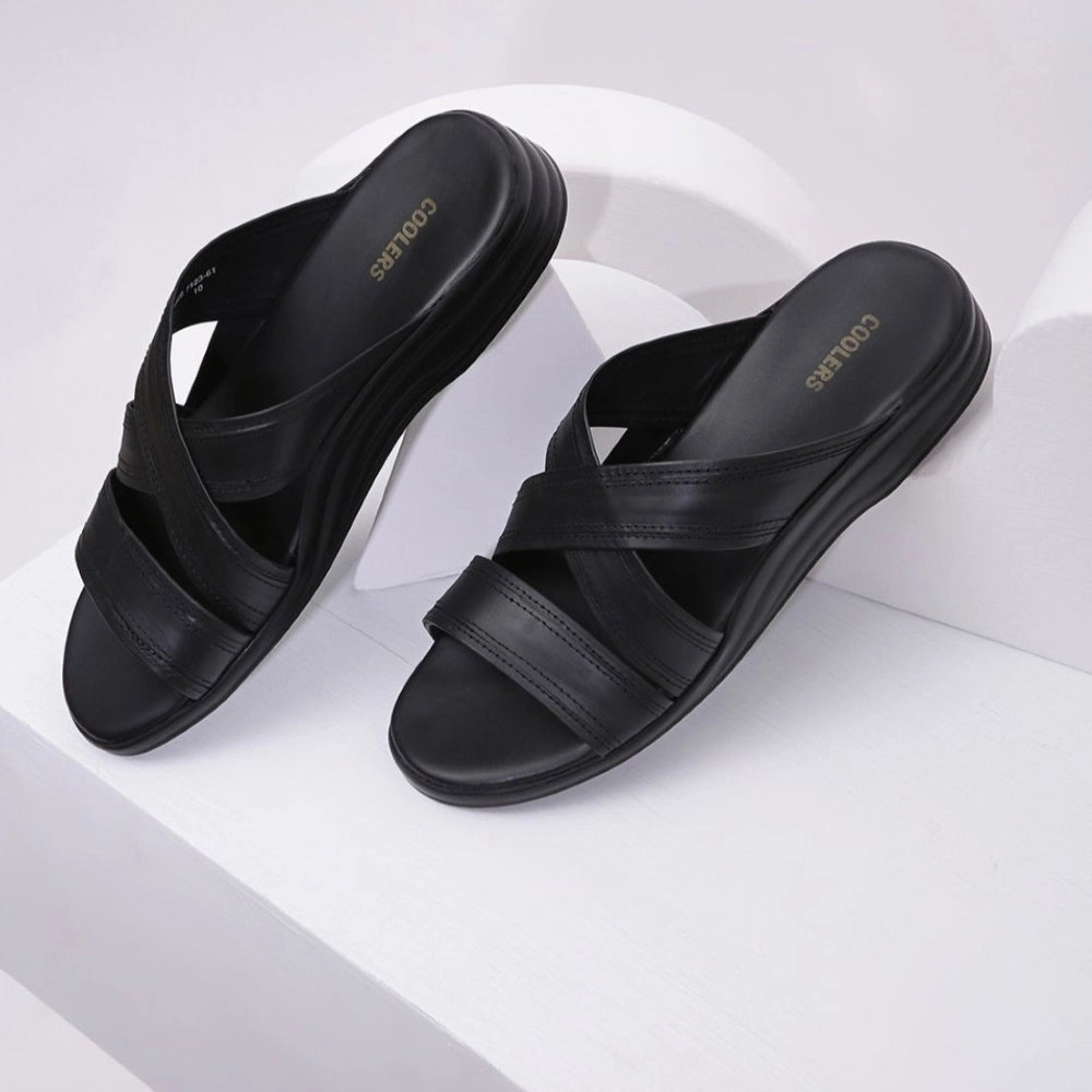 Coolers Casual Black Slippers For Men 7123-61 By Liberty