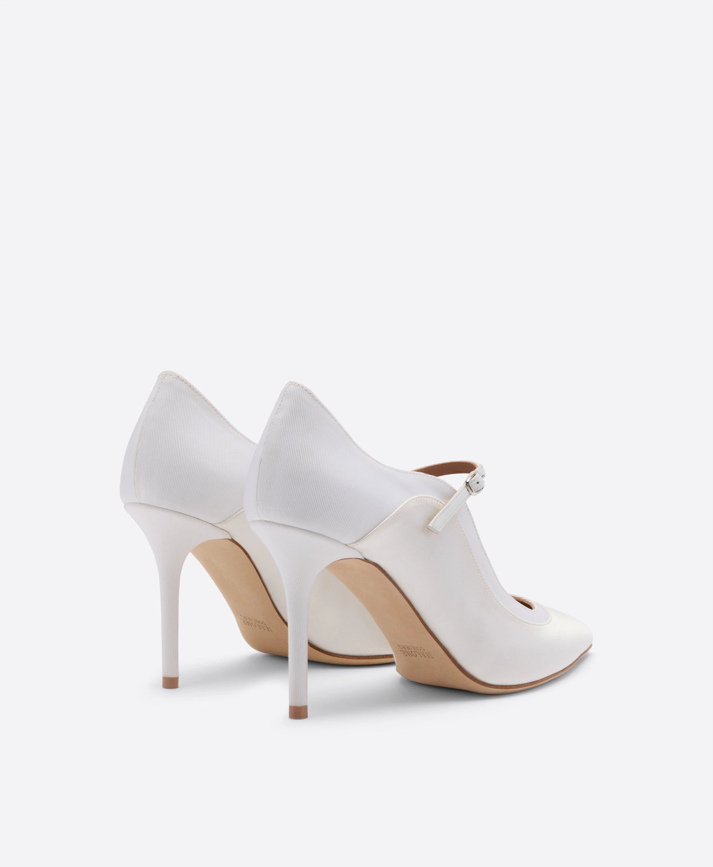 Corina 85 White Satin Heeled Pumps