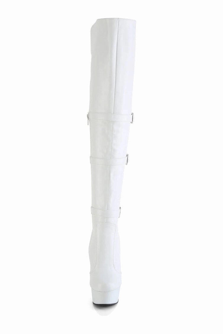DELIGHT-3018 White Faux Leather Thigh Boot