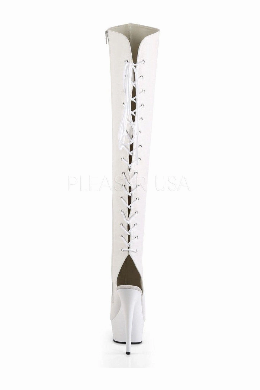 DELIGHT-3019 Platform Boot  | White Faux Leather