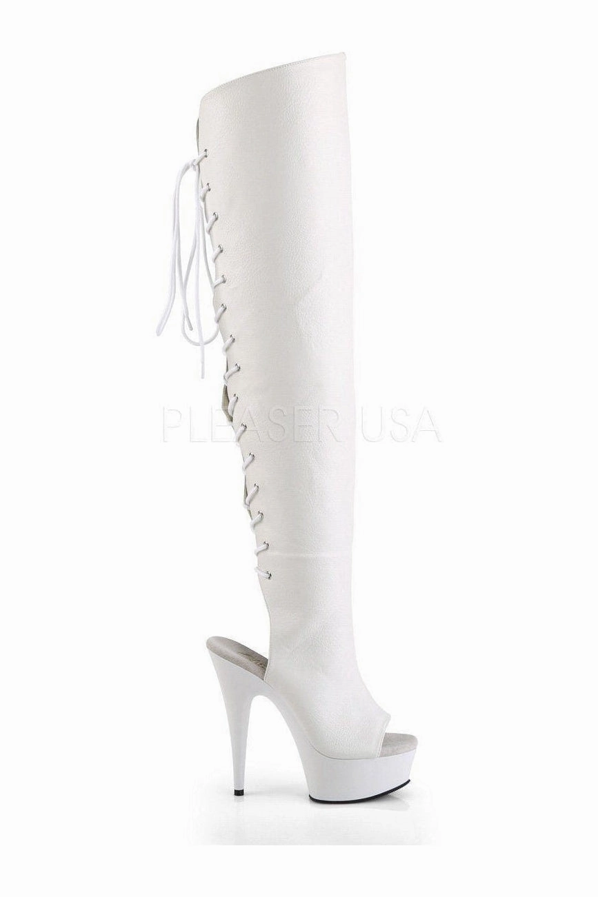 DELIGHT-3019 Platform Boot  | White Faux Leather