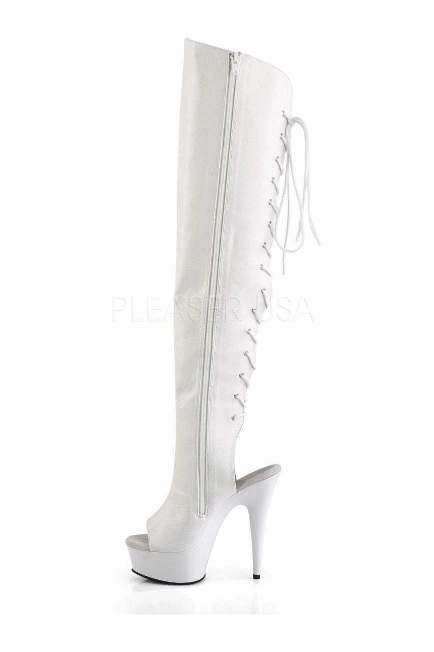 DELIGHT-3019 Platform Boot  | White Faux Leather