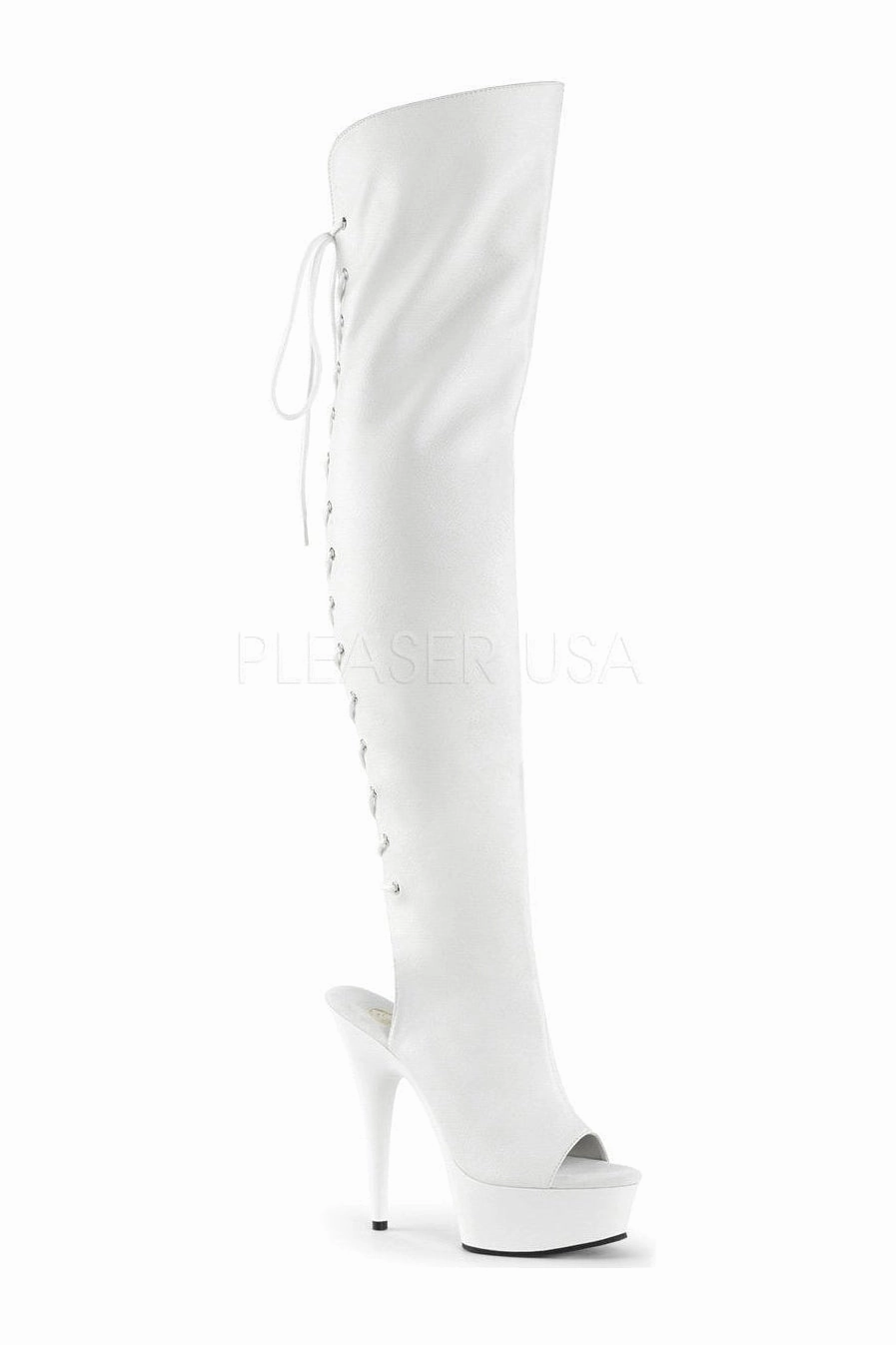DELIGHT-3019 Platform Boot  | White Faux Leather