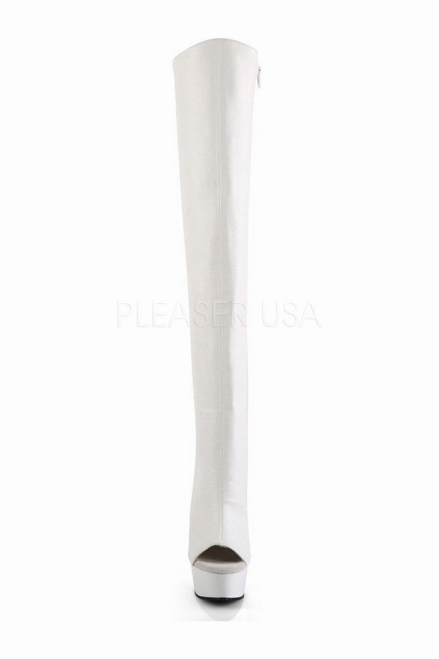 DELIGHT-3019 Platform Boot  | White Faux Leather