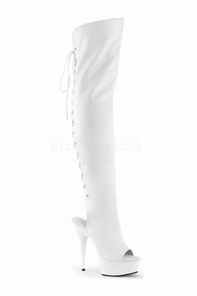 DELIGHT-3019 Platform Boot  | White Faux Leather
