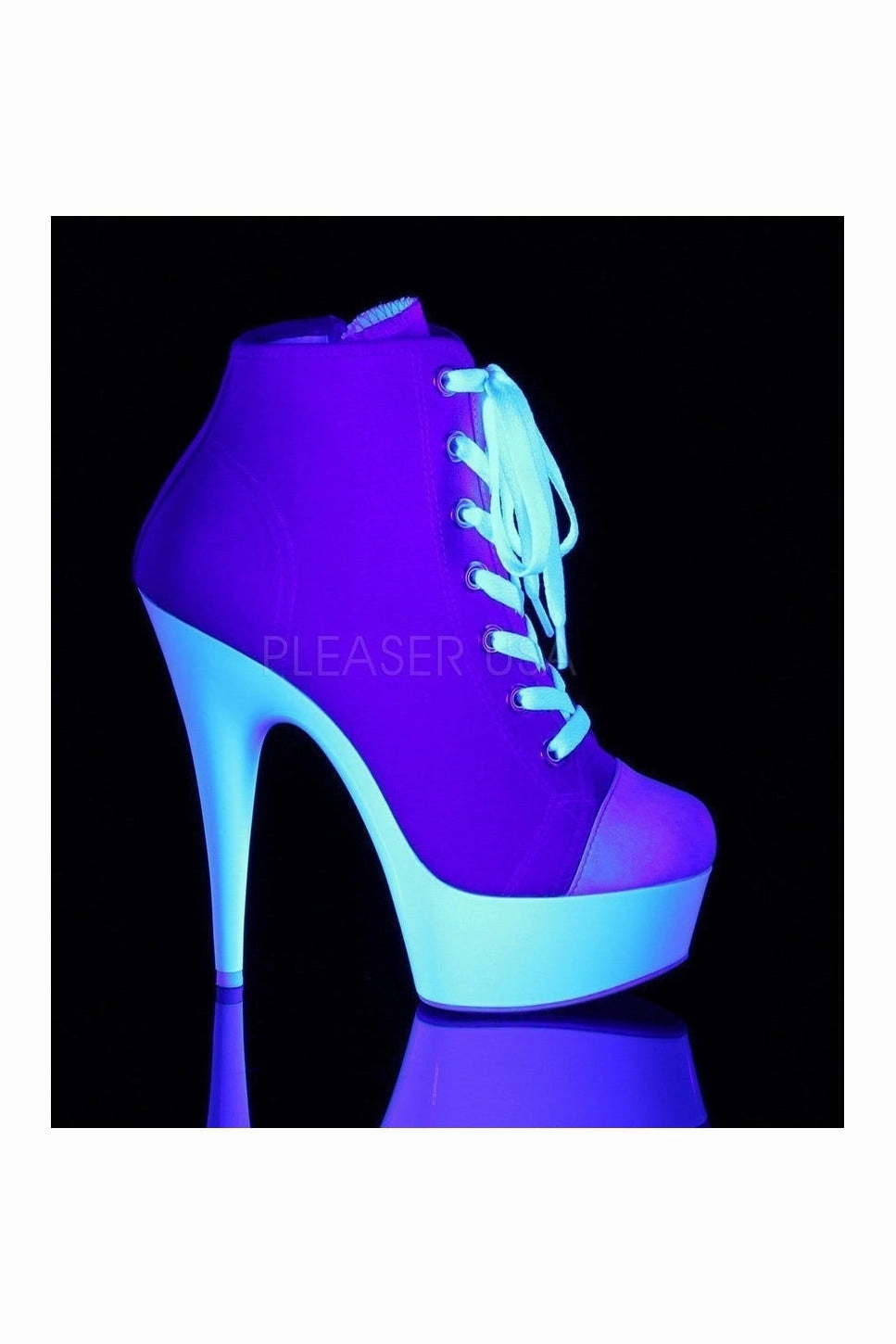 DELIGHT-600SK-02 Platform Ankle Boot | PInk Canvas