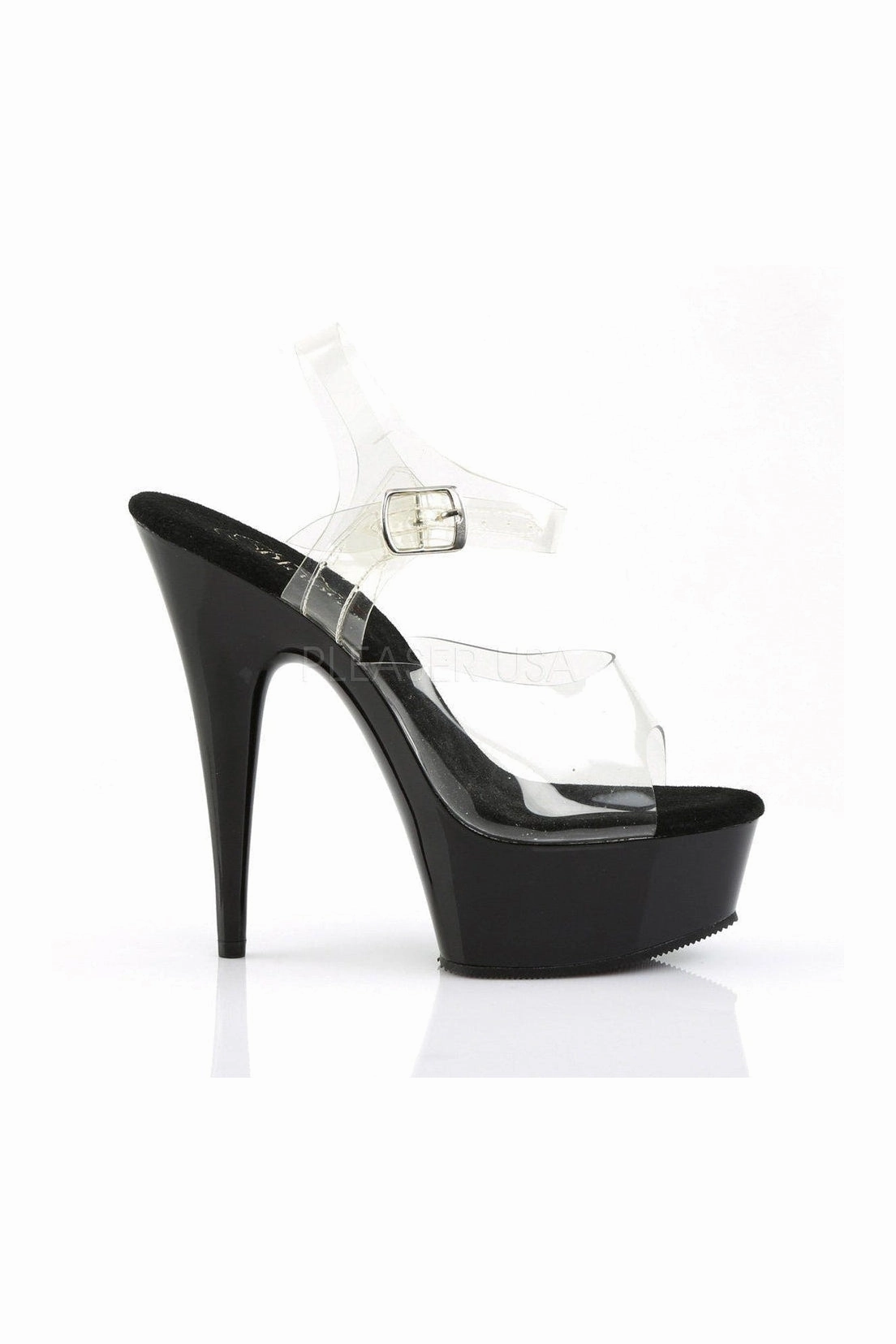 DELIGHT-608 Platform Sandal  | Black Vinyl