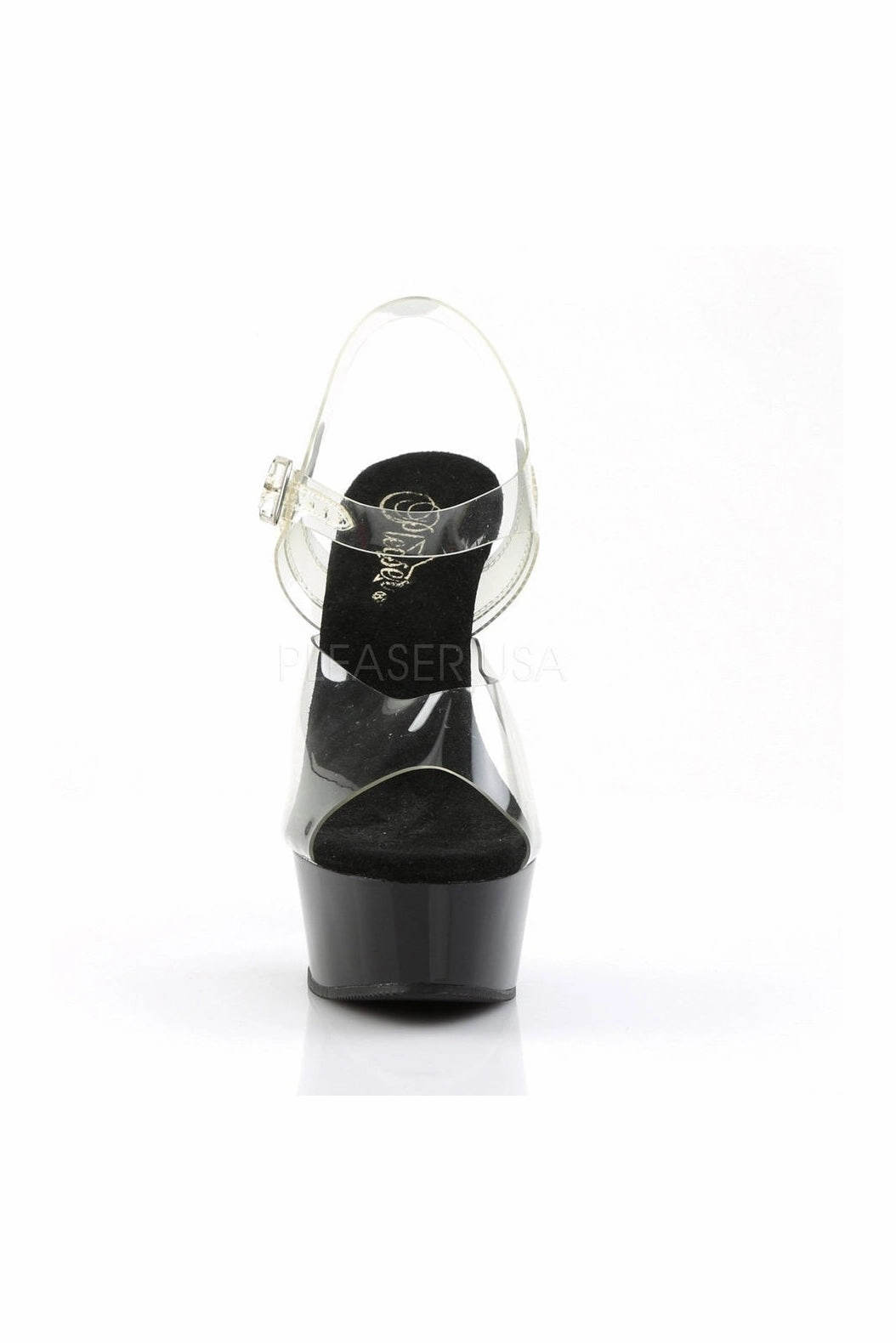 DELIGHT-608 Platform Sandal  | Black Vinyl