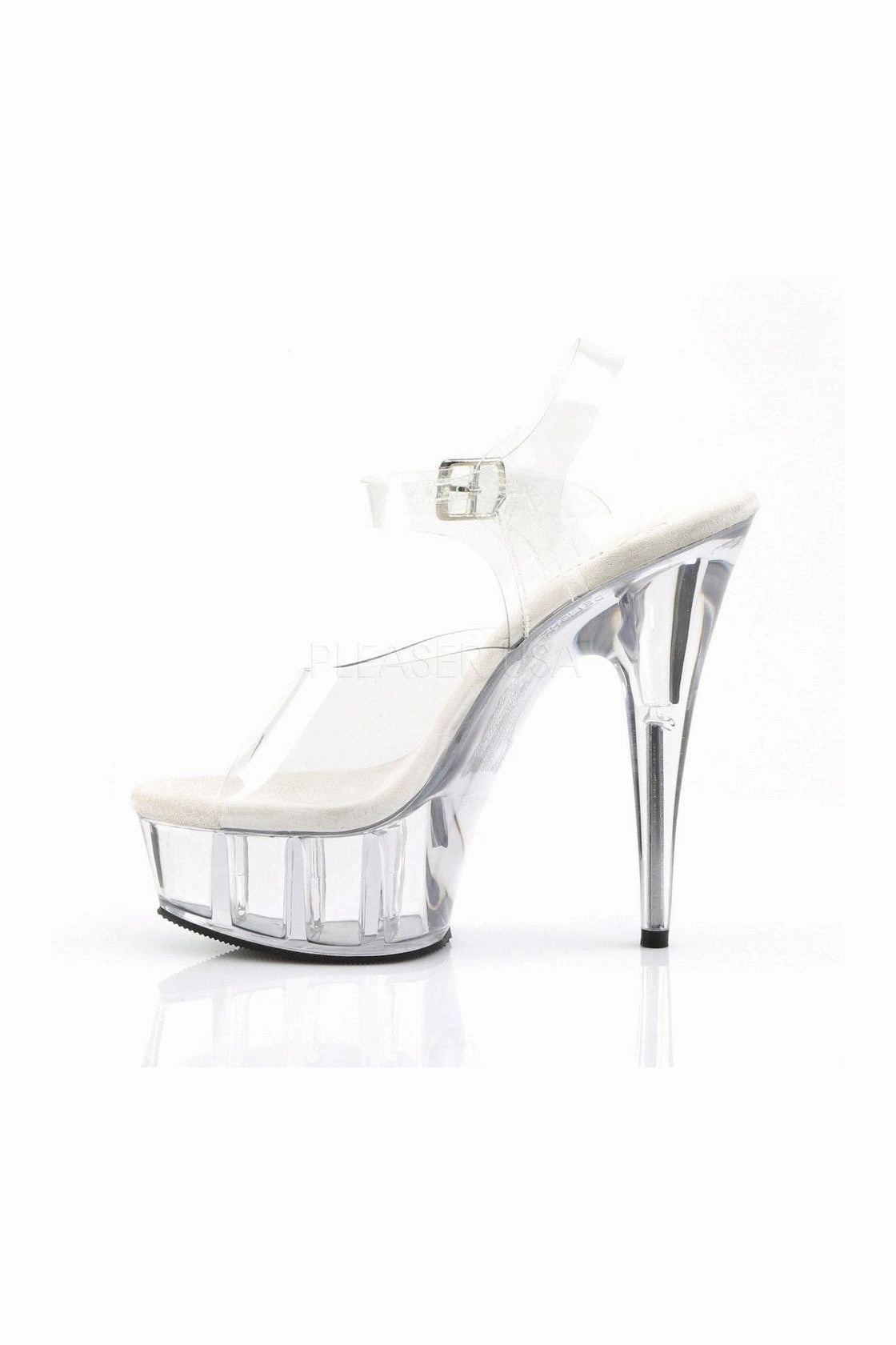 DELIGHT-608 Platform Sandal  | Clear Vinyl