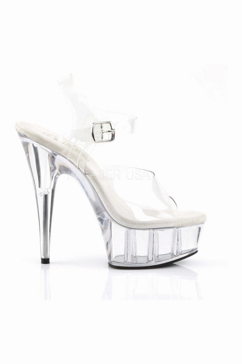 DELIGHT-608 Platform Sandal  | Clear Vinyl