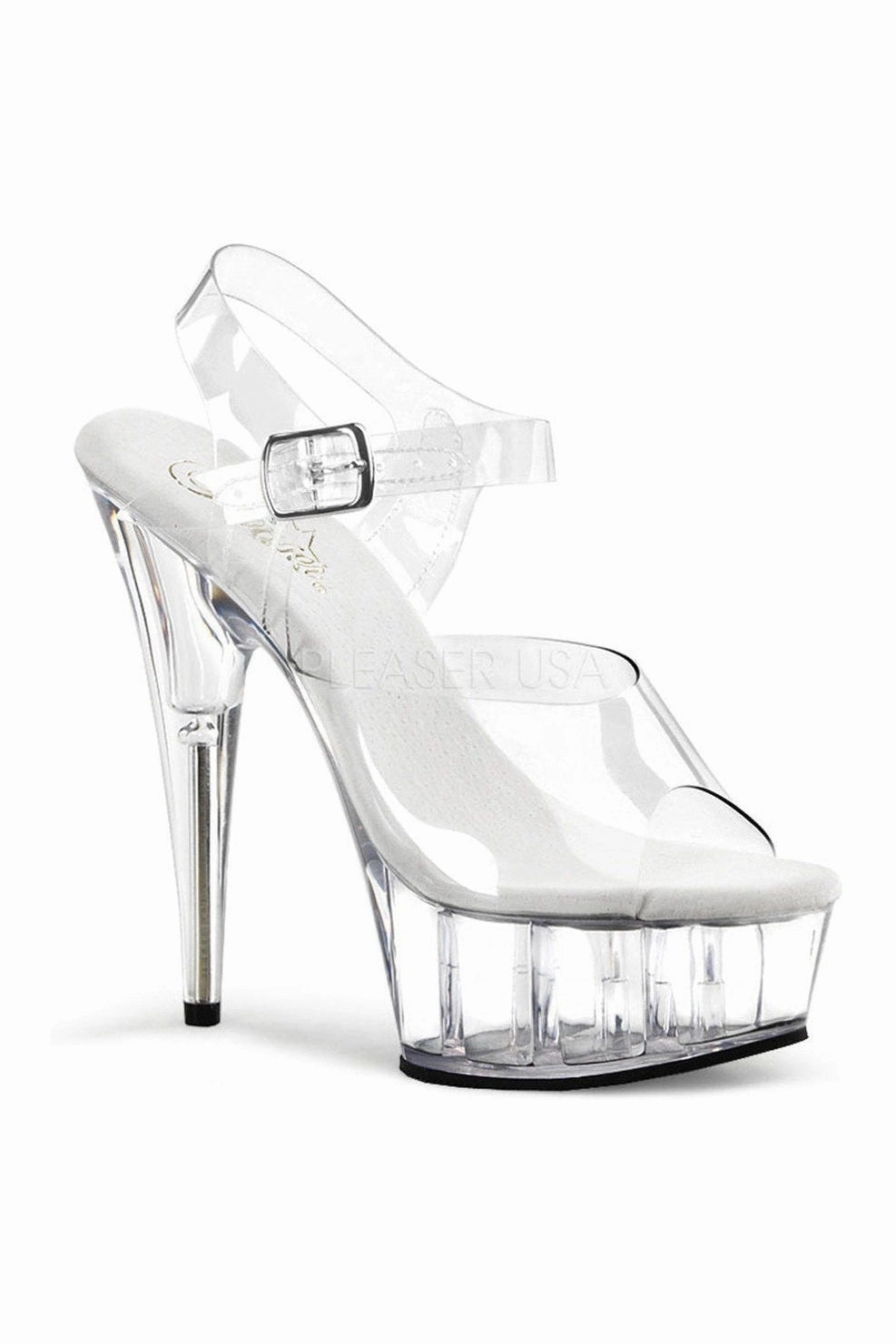 DELIGHT-608 Platform Sandal  | Clear Vinyl
