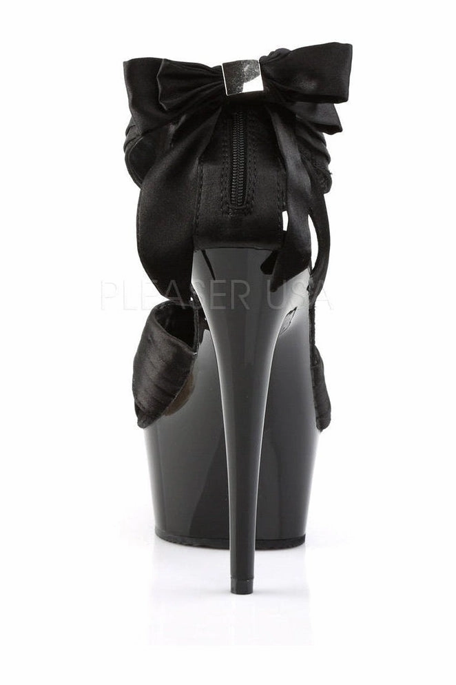 DELIGHT-668 Platform Sandal  | Black Genuine Satin