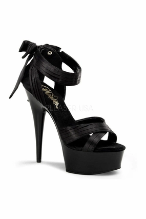 DELIGHT-668 Platform Sandal  | Black Genuine Satin
