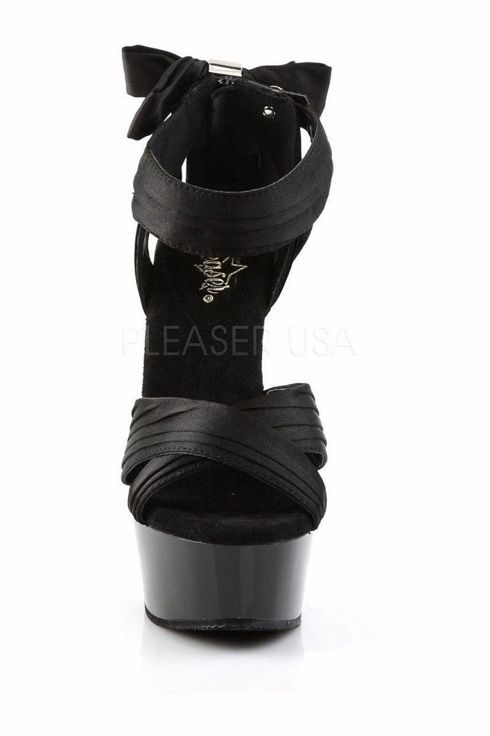 DELIGHT-668 Platform Sandal  | Black Genuine Satin