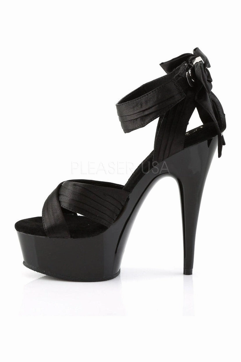 DELIGHT-668 Platform Sandal  | Black Genuine Satin