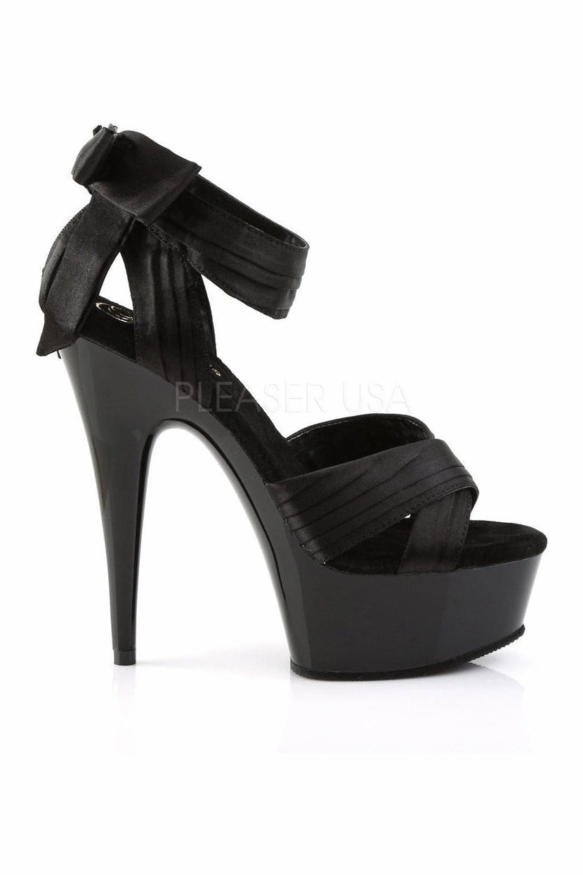 DELIGHT-668 Platform Sandal  | Black Genuine Satin