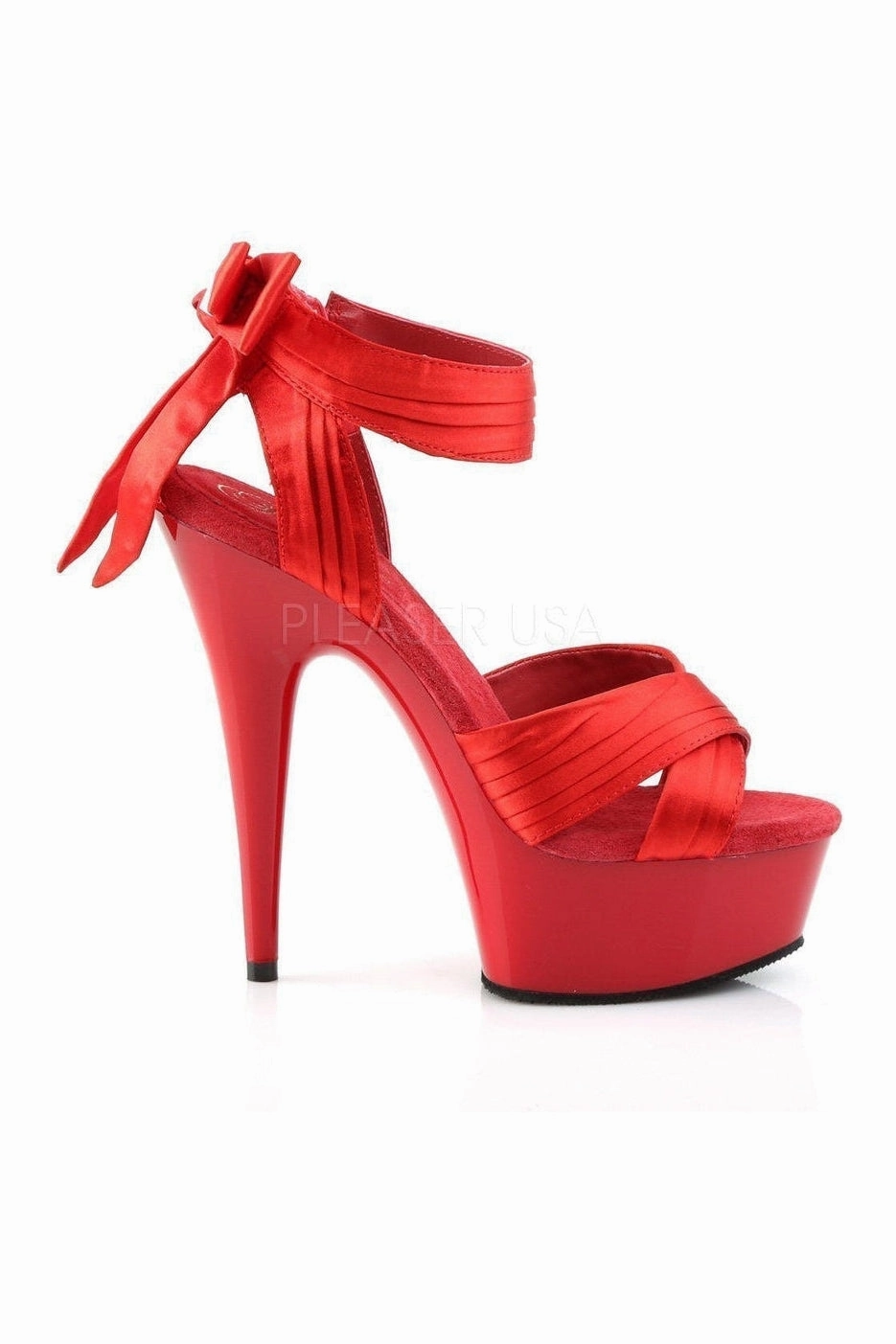 DELIGHT-668 Platform Sandal  | Red Genuine Satin