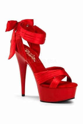 DELIGHT-668 Platform Sandal  | Red Genuine Satin