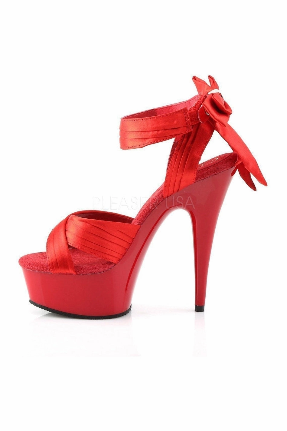 DELIGHT-668 Platform Sandal  | Red Genuine Satin