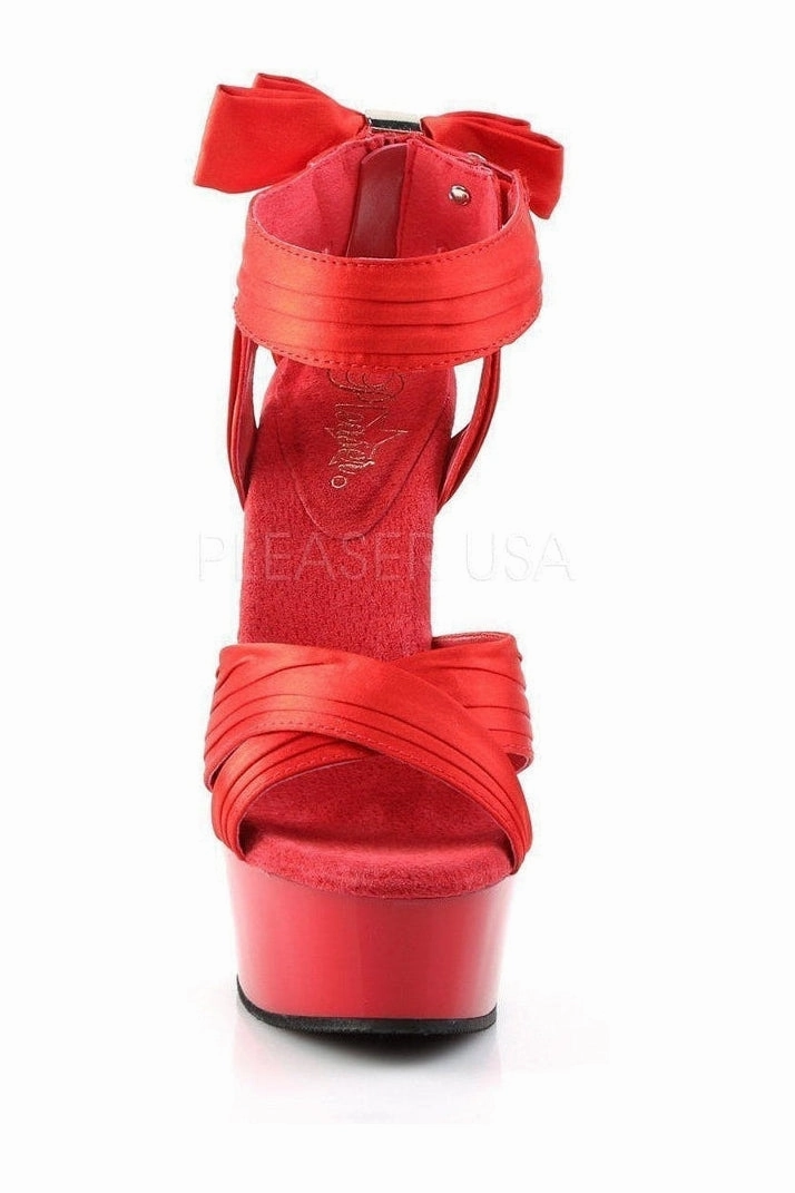 DELIGHT-668 Platform Sandal  | Red Genuine Satin